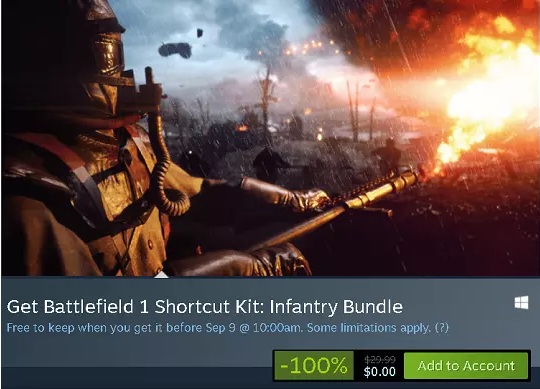 Battlefield 1 Shortcut Kit: Infantry Bundle for Free